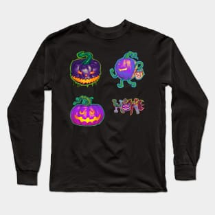 Halloween Purple Jack O' Lantern Sticker Pack Long Sleeve T-Shirt